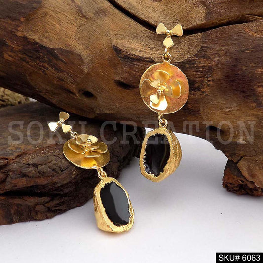 Gold plated Handmade Design Flower Drop and Dangle Earring SKU6063