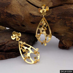 Gold plated Handmade Design Flower Drop and Dangle Earring SKU6064