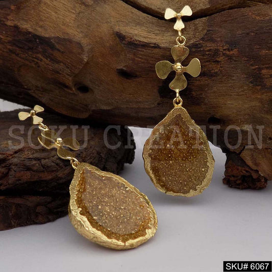 Gold plated Handmade Design Flower Drop and Dangle Earring SKU6067