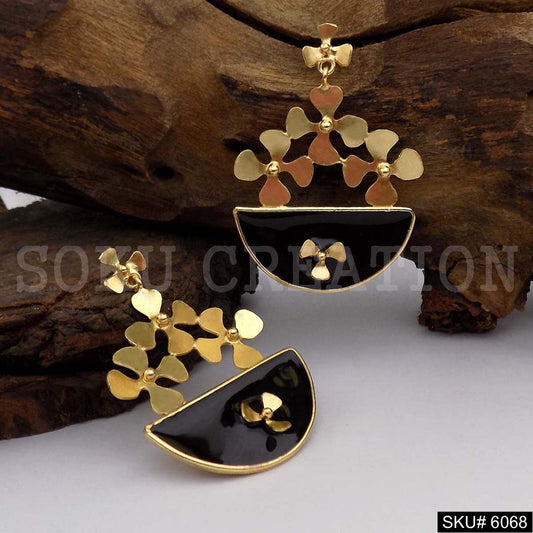 Gold plated Handmade Design Flower Drop and Dangle Earring SKU6068