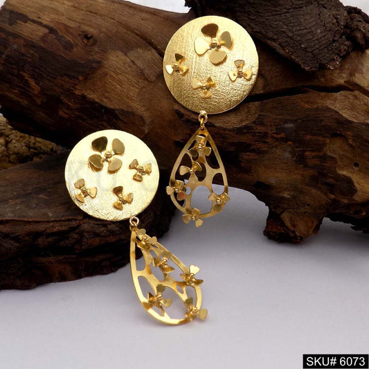 Gold plated Handmade Design Flower Drop and Dangle Earring SKU6073