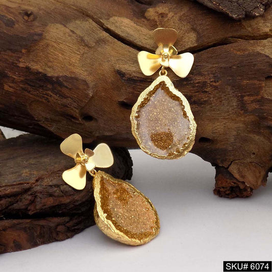Gold plated Handmade Design Flower Drop and Dangle Earring SKU6074