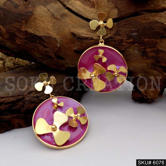 Gold plated Handmade Design Flower Drop and Dangle Earring SKU6078