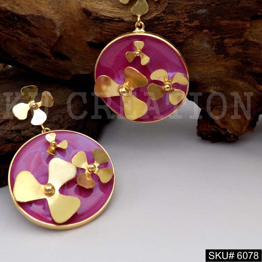 Gold plated Handmade Design Flower Drop and Dangle Earring SKU6078