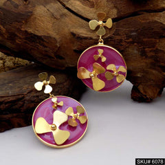 Gold plated Handmade Design Flower Drop and Dangle Earring SKU6078