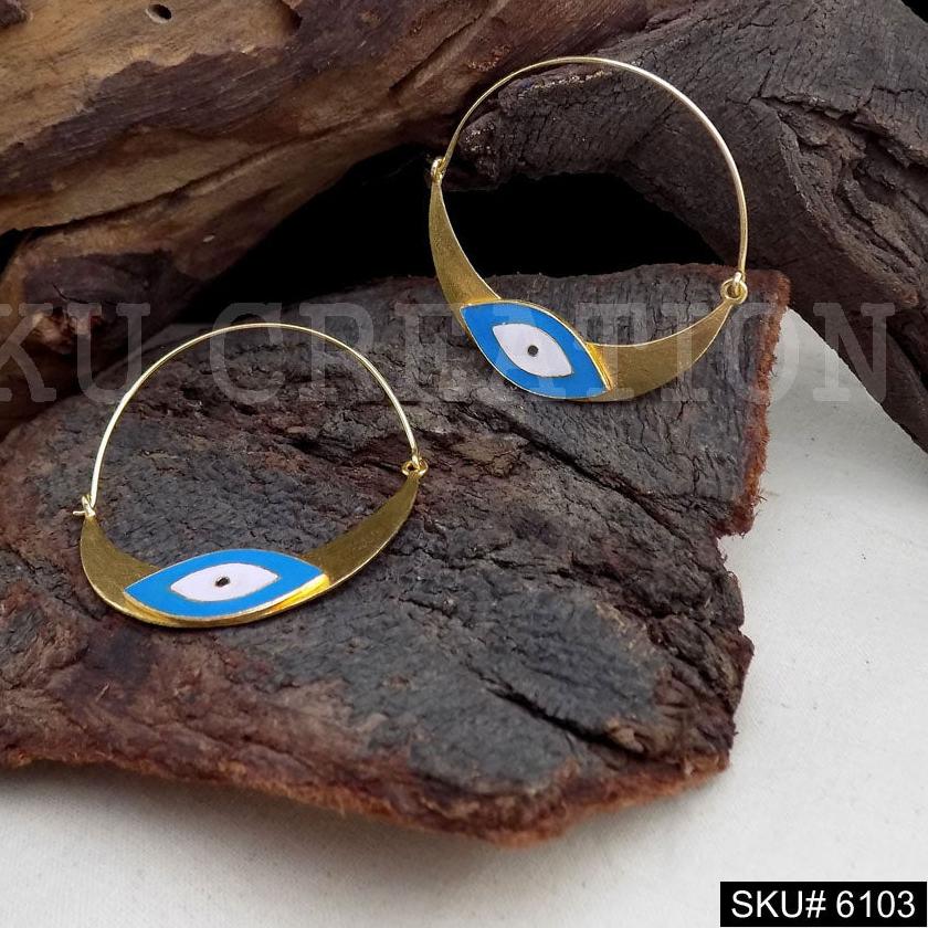 Gold plated Designer Protective Evil Eye Hoops Earring SKU6103