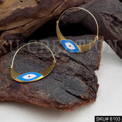 Gold plated Designer Protective Evil Eye Hoops Earring SKU6103