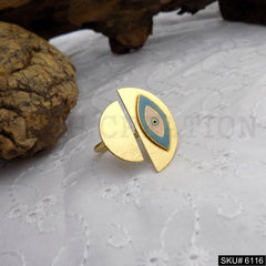 Gold Plated Protective Evil eye Adjustable Ring SKU6116