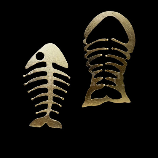 Gold plated Designer Fish Bone In Out Big Stud Earring SKU6123