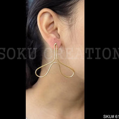 Gold plated Handmade Wire Big Stud Earring SKU6131