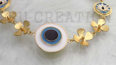 Gold Plated Chain with Flower and Protective Evil Eye Lotus Necklace SKU6698