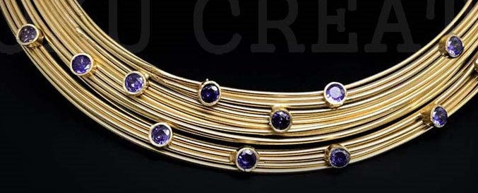 Multi Wire 18kgoldplated With Purple Stone of Choker SKU696