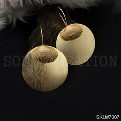 Gold plated Statement Rounded Shell Style Ear Wire Earring SKU7006