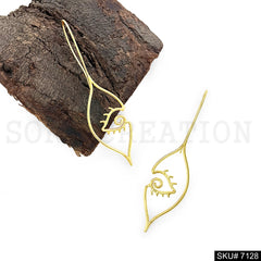 Gold Plated Unique Statement Eye Leaf Style Ear Wire Earring SKU7128