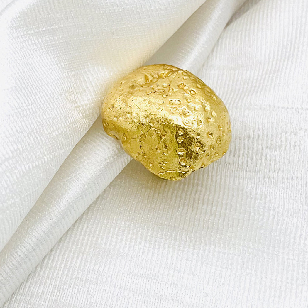Gold Plated Orb Weighty Ring with Heavy Handcrafted Textured SKU#7384