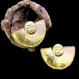 Hammered Gold plated Handmade Goddess Face Design Big Stud Earring SKU7480