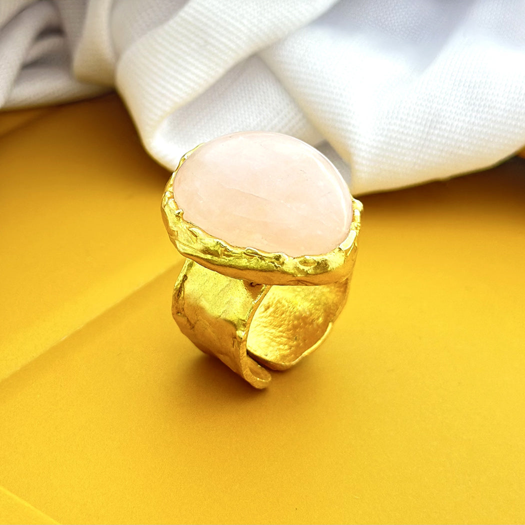 Rose Quartz Art Deco Ring SOKU#7699