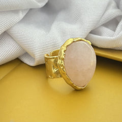 Rose Quartz Art Deco Ring SOKU#7699