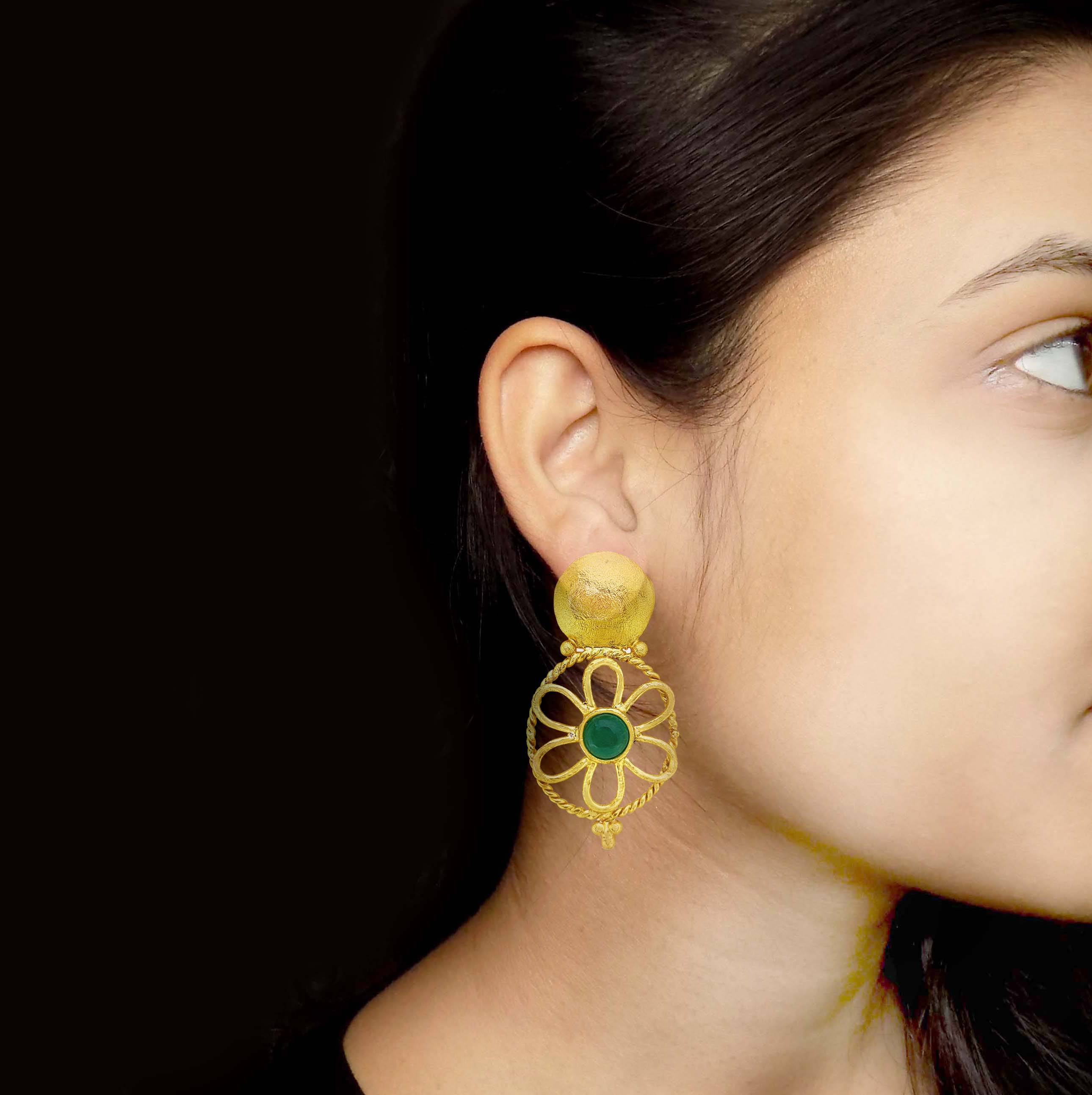 Gemstone Florel Earring in 18k Gold Plated SKU7577