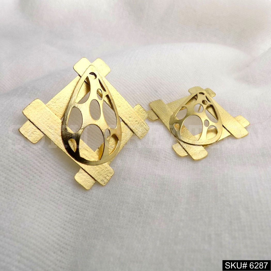 Gold plated Geometric and Drop Unique designer Big Stud Earring SKU6287