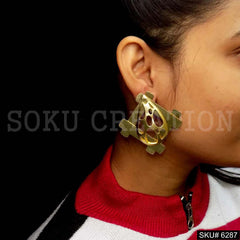 Gold plated Geometric and Drop Unique designer Big Stud Earring SKU6287