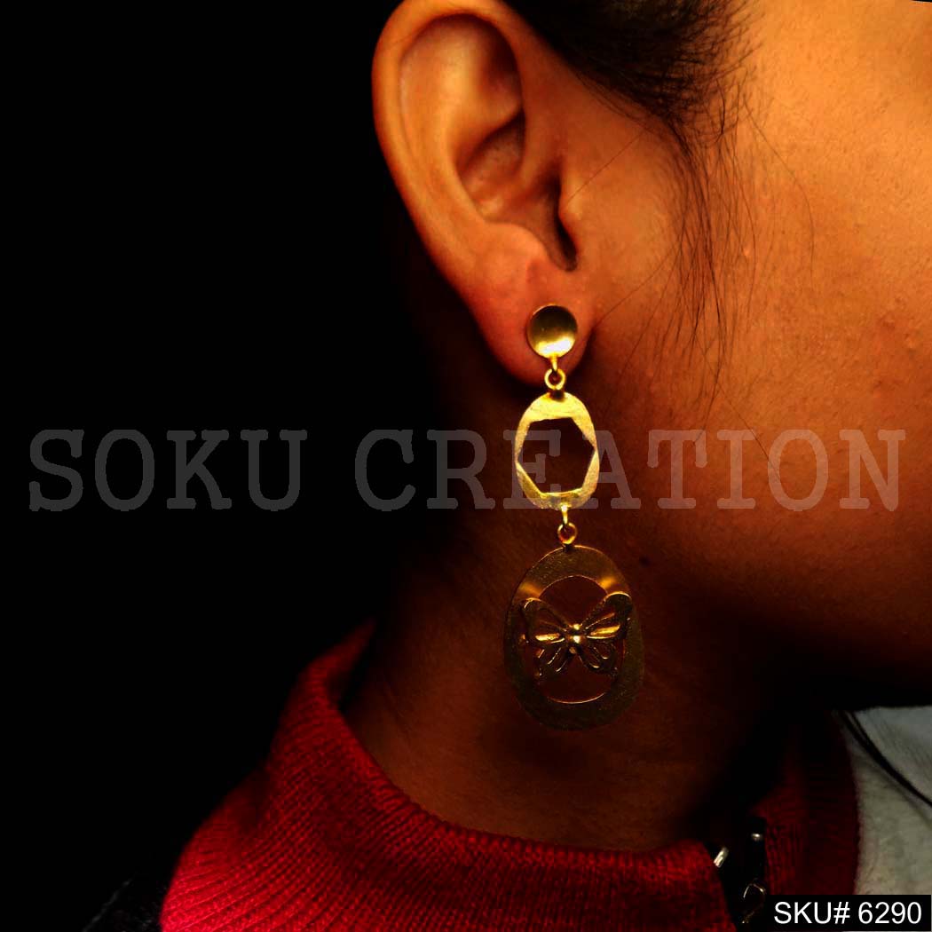 Gold plated Butterfly designer Drop and Dangle Earring SKU6290