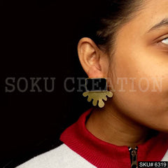 Gold plated with Black Enamel Handmade Earrings  SKU6319