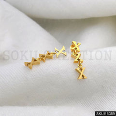 Gold plated Alphabet X in Three layer of Drop and Dangle Earrings SKU6359