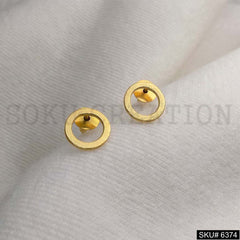 Gold plated Round Shape Stud Earrings SKU6374