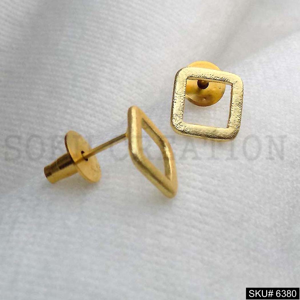 Gold plated Square Shape Stud Earrings SKU6380