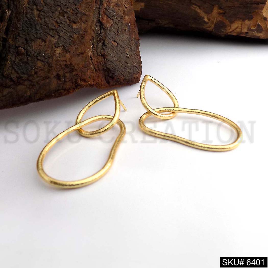 Gold plated Modern Statement Tear Drop Big Stud Earrings SKU6401