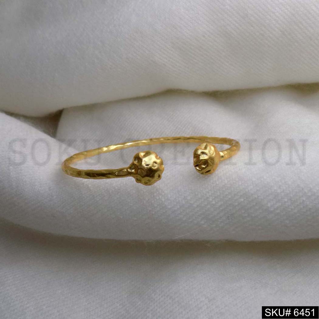 Gold Plated Round Hammered Delicate Design of Cuff SKU6451