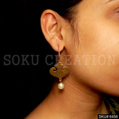 Gold plated Unique Pearl Style Fish Ear Wire Earrings SKU6456
