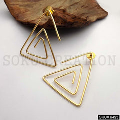 Gold plated Statement Spiral Big Stud Earrings SKU6493