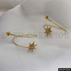 Gold plated Statement Unique Hoop Curl Style Design Big Stud Earrings SKU6524