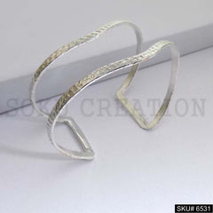 Silver & Metal Plated Delicate Statement Design of Unique Cuff SKU6531