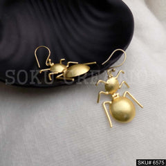 Gold plated Unique Statement Big Ant Style Ear Wire Earrings SKU6575