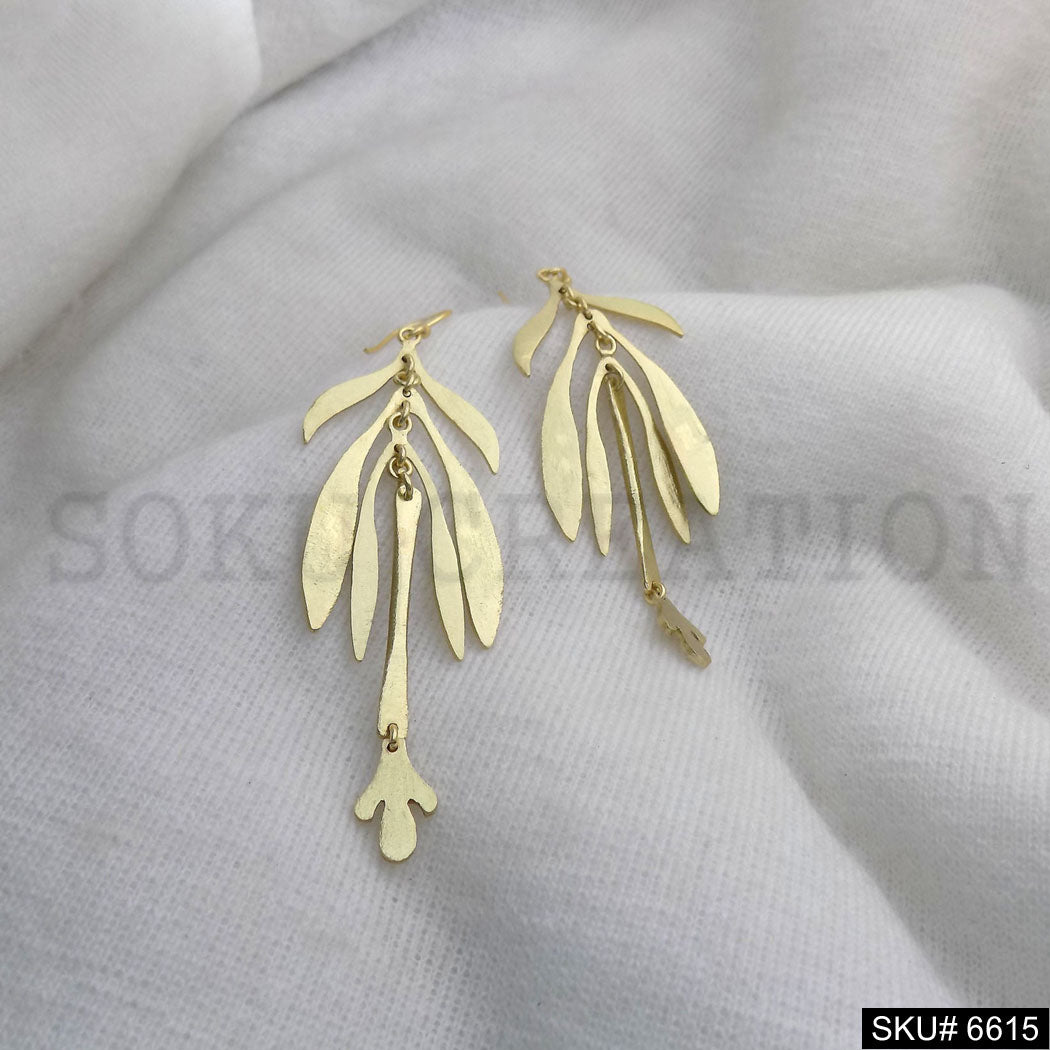 Gold plated Leaves Unique Design of Drop and Dangle Earring SKU6615