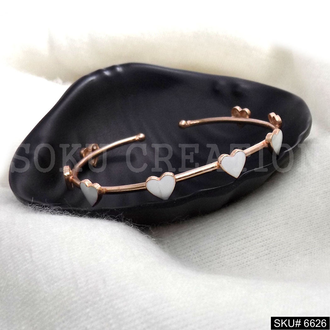 Rose Gold Plated Round White Heart Delicate Design of Cuff SKU6626