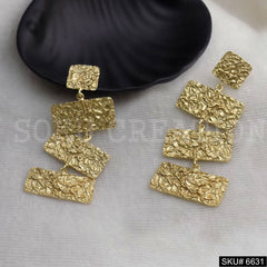 Gold plated Statement Hammered Unique Design of Drop & Dangle Earring SKU6631