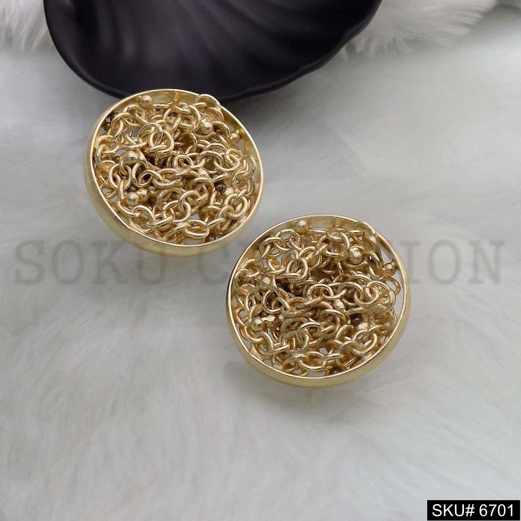 Gold plated Unique Tangle Wire Designer Stud Earrings SKU6701