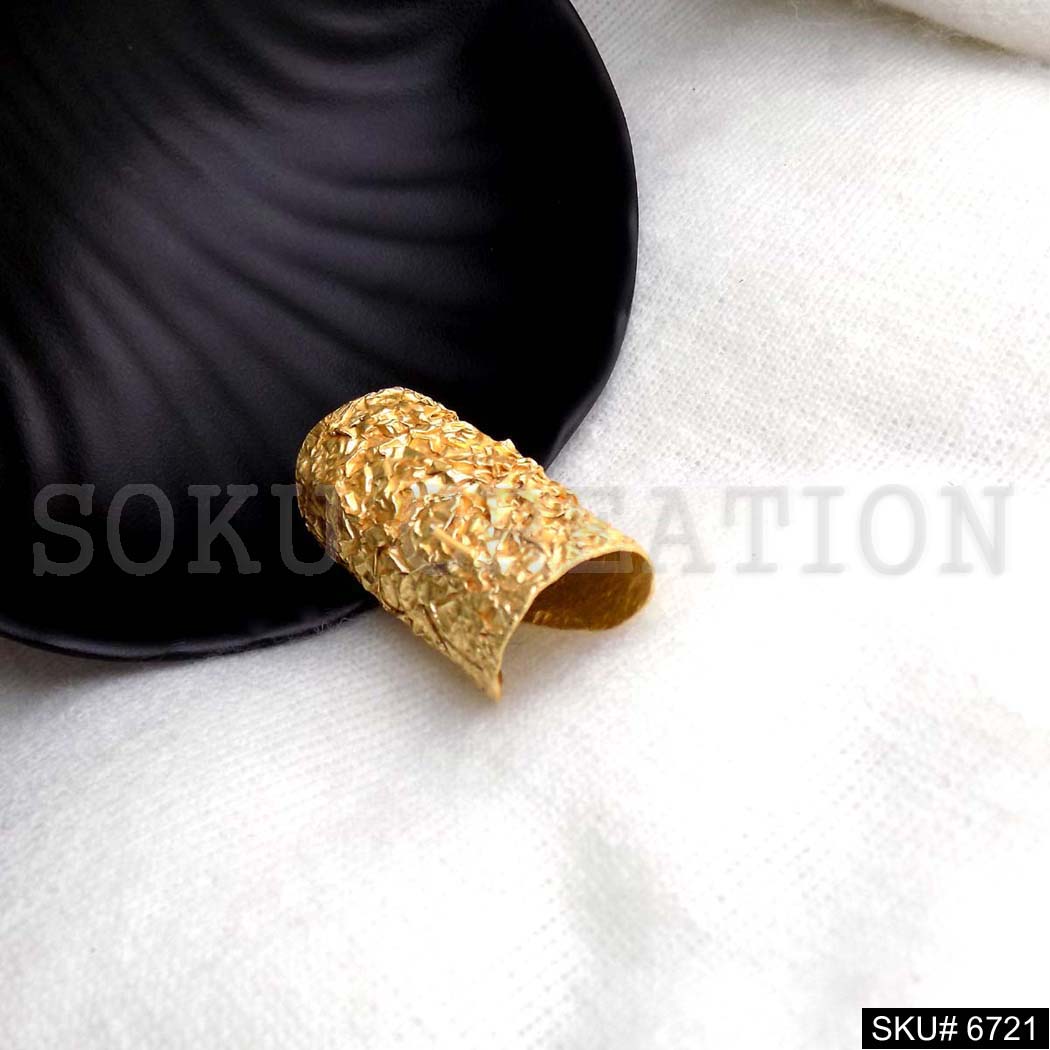 Gold Plated Unique Designer Hammered Rounded Adjustable Handmade Ring SKU6721