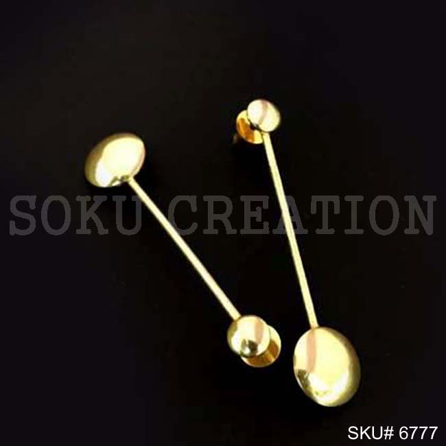 Gold Plated Small Round Thread Drop and Dangle Earrings SKU6777