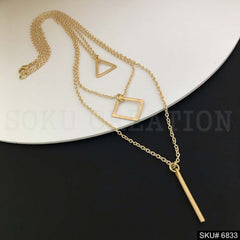 Gold Plated Multi Layer with Charms Necklace SKU6833