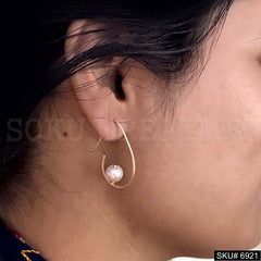 Gold plated Hoop with Pearl Unique Design Earring SKU6921