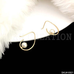 Gold plated Hoop with Pearl Unique Design Earring SKU6921