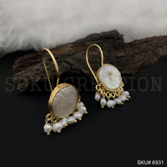 Gold plated Ear Wire Pearl Unique Design Earring SKU6931