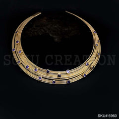 Multi Wire 18kgoldplated With Purple Stone of Choker SKU696