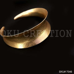 Gold Plated Curve Plain Statement Designer Cuff SKU7046